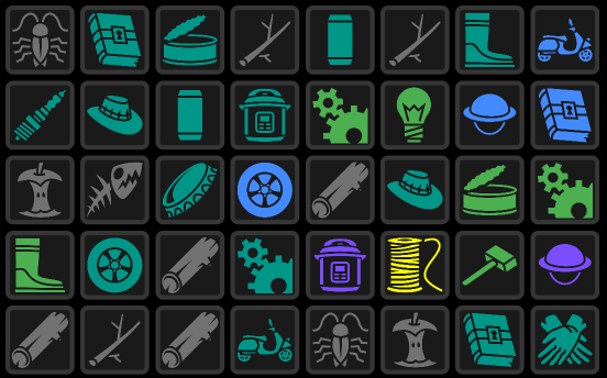 Grid of item icons from the Wäjste Wörx shop screen