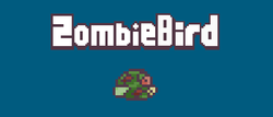 ZombieBird title screen with a pixel-art zombie bird