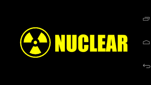 Nuclear game title with a yellow radiation symbol